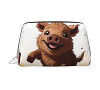 KKLWEGU Borsa per il trucco in pelle animata con cinghiale che salta borsa cosmetica impermeabile organizer piccola borsa per trucco con cerniera borsa da viaggio portatile per donne ragazze, Argento