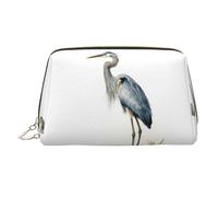 KKLWEGU Borsa per il trucco in pelle con airone a becco lungo, organizer per cosmetici impermeabile, piccola borsa per trucco con cerniera, borsa da viaggio portatile per donne e ragazze, Oro, Taglia