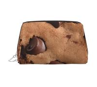 KKLWEGU Borsa per il trucco in pelle con biscotti al cioccolato Borsa cosmetica impermeabile organizer piccola borsa per trucco con cerniera borsa da viaggio portatile per donne ragazze, Argento