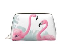 KKLWEGU Borsa per il trucco in pelle con fenicottero rosa organizer per cosmetici impermeabile piccola borsa per trucco con cerniera borsa portatile da viaggio per donne ragazze, Oro, Taglia unica