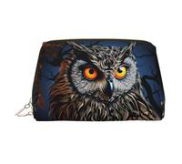 KKLWEGU Borsa per il trucco in pelle con gufo nero impermeabile organizer piccolo trucco con cerniera borsa portatile da viaggio borsa da toilette per donne ragazze, Oro, Taglia unica