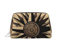 KKLWEGU Borsa per il trucco in pelle con mappa stradale del vento della bussola borsa cosmetica impermeabile piccola borsa per trucco con cerniera borsa portatile da viaggio per donne ragazze, Argento