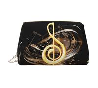 KKLWEGU Borsa per il trucco in pelle con note musicali Organizer borsa cosmetica impermeabile piccola borsa per trucco con cerniera borsa da viaggio portatile per donne ragazze, Oro, Taglia unica