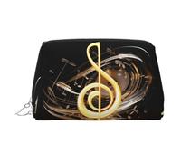 KKLWEGU Borsa per il trucco in pelle con note musicali Organizer borsa cosmetica impermeabile piccola borsa per trucco con cerniera borsa da viaggio portatile per donne ragazze, Argento, Taglia unica