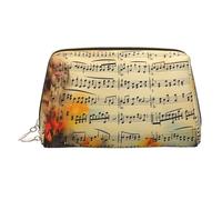 KKLWEGU Borsa per il trucco in pelle con note musicali vintage borsa cosmetica organizer piccola borsa per trucco con cerniera borsa portatile da viaggio per donne ragazze, Oro, Taglia unica