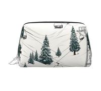 KKLWEGU Borsa per il trucco in pelle di abete con ascensore da sci borsa cosmetica impermeabile organizer piccola borsa per trucco con cerniera borsa da viaggio portatile per donne ragazze, Argento