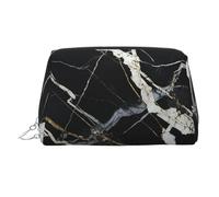 KKLWEGU Borsa per il trucco in pelle di marmo nera e bianca borsa cosmetica impermeabile organizer piccola borsa per trucco con cerniera borsa da viaggio portatile per donne ragazze, Argento, Taglia