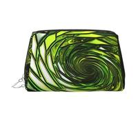 KKLWEGU Borsa per il trucco in pelle di serpente verde astratta borsa cosmetica impermeabile organizer piccolo trucco con cerniera sacchetto portatile da viaggio borsa da toilette per donne ragazze
