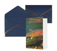 KKLWEGU Brook - Biglietto di auguri con buste per la pesca alla trota, biglietto di auguri per compleanno, matrimonio, biglietti vuoti per tutte le occasioni, 10 x 15 cm