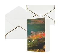 KKLWEGU Brook - Biglietto di auguri con buste per la pesca alla trota, biglietto di auguri per compleanno, matrimonio, biglietti vuoti per tutte le occasioni, 10 x 15 cm