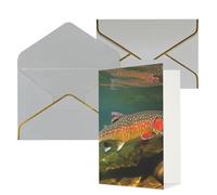 KKLWEGU Brook - Biglietto di auguri con buste per la pesca alla trota, biglietto di auguri per compleanno, matrimonio, biglietti vuoti per tutte le occasioni, 10 x 15 cm