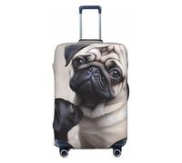 KKLWEGU Carino Pet Pug Bagaglio Copertura Elasticizzata Lavabile Valigie Protector Copertura Anti-Graffio Bagagli Manica Elastica Valigia Protector Copertura Bagagli Adatto 45-81 Pollici, Nero , XL