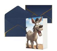 KKLWEGU Cartone animato asino biglietto di auguri con buste Thinking of You Biglietto di buon compleanno invito matrimonio biglietti vuoti per tutte le occasioni 4x6