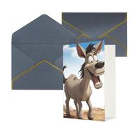 KKLWEGU Cartone animato asino biglietto di auguri con buste Thinking of You Biglietto di buon compleanno invito matrimonio biglietti vuoti per tutte le occasioni 4x6