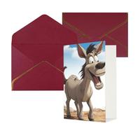 KKLWEGU Cartone animato asino biglietto di auguri con buste Thinking of You Biglietto di buon compleanno invito matrimonio biglietti vuoti per tutte le occasioni 4x6