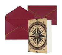 KKLWEGU Compass Wind Road Map Biglietto di auguri con buste Thinking of You Biglietto di buon compleanno invito a nozze biglietti vuoti per tutte le occasioni 4x6
