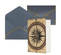KKLWEGU Compass Wind Road Map Biglietto di auguri con buste Thinking of You Biglietto di buon compleanno invito a nozze biglietti vuoti per tutte le occasioni 4x6