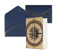 KKLWEGU Compass Wind Road Map Biglietto di auguri con buste Thinking of You Biglietto di buon compleanno invito a nozze biglietti vuoti per tutte le occasioni 4x6