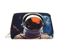 KKLWEGU Cool Man In Outer Space Galaxy Leather Makeup Bag Impermeabile Cosmetic Bag Organizer Piccolo Make Up Zipper Pouch Portatile Viaggio Toiletry Bag Per Donne Ragazze, Oro, Taglia unica