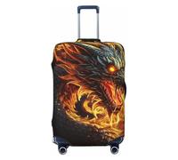 KKLWEGU Copertura per bagagli con drago cinese di fuoco, elasticizzato, lavabile, protezione per valigia, antigraffio, custodia elastica per valigia, adatta per 45-81 cm, Nero , L