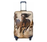 KKLWEGU Copertura per bagagli con tre cavalli che corrono, elasticizzata, lavabile, protezione per valigia, antigraffio, custodia elastica per valigia, adatta per 45-81 cm, Nero , L