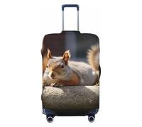 KKLWEGU Copertura per bagagli elasticizzata lavabile con scoiattolo che giace solo una copertura per valigia, antigraffio, custodia elastica per valigia, adatta per 45-81 cm, Nero , XL