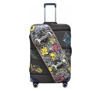KKLWEGU Graffiti Skateboard Copertura per bagagli Elasticizzata Lavabile Valigie Protector Copertura Anti-Graffiti Manica Dei Bagagli Elastica Copertura Della Valigia Protezione Per 45-81 Pollici