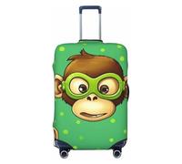 KKLWEGU Green Clever Monkey - Copertura elastica per valigia, lavabile, antigraffio, adatta per valigie da 45-81 cm, Nero , L
