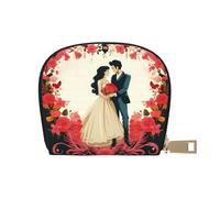 KKLWEGU Just Married, portafoglio porta carte di credito, portafoglio in pelle con cerniera per donne e donne, custodia per carte di credito con blocco RFID, piccolo portamonete a fisarmonica, regalo