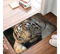 KKLWEGU Lying Tiger - Zerbino in flanella, 40,6 x 61 cm, antiscivolo, morbido, lavabile, assorbente, per interni ed esterni, per cucina, camera da letto, bagno, decorazione elegante