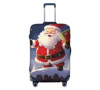 KKLWEGU Merry Christmas - Copertura per bagagli con Babbo Natale, elasticizzata, lavabile, per valigie, antigraffio, custodia elastica per valigie, adatta per 45-81 cm, Nero , M