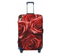 KKLWEGU Molte rose rosse copertura per bagagli elasticizzata lavabile valigia protezione antigraffio manica elastica valigia protezione per bagagli copertura per bagagli adatta per 45-81 cm, Nero , XL