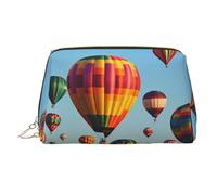KKLWEGU Mongolfiere Borsa per il trucco in pelle Borsa cosmetica impermeabile Organizer Piccolo Trucco Sacchetto con Cerniera Portatile Viaggio Borsa da toilette per donne ragazze, Oro, Taglia unica