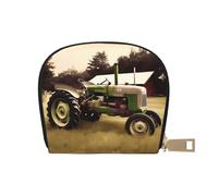 KKLWEGU Old Tractor Photo Farm Porta carte di credito Portafoglio, Portafoglio in pelle con cerniera per donne Signore Rfid Blocco Porta carte Piccolo Portamonete Portafoglio Fisarmonica Regalo