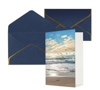 KKLWEGU Onde sulla spiaggia con uccelli marini biglietto di auguri con buste Thinking of You Biglietto di auguri di buon compleanno invito matrimonio biglietti vuoti per tutte le occasioni 4x6