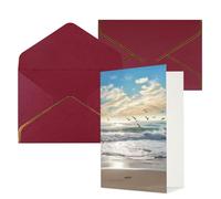 KKLWEGU Onde sulla spiaggia con uccelli marini biglietto di auguri con buste Thinking of You Biglietto di auguri di buon compleanno invito matrimonio biglietti vuoti per tutte le occasioni 4x6