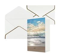 KKLWEGU Onde sulla spiaggia con uccelli marini biglietto di auguri con buste Thinking of You Biglietto di auguri di buon compleanno invito matrimonio biglietti vuoti per tutte le occasioni 4x6