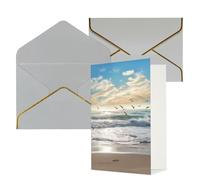 KKLWEGU Onde sulla spiaggia con uccelli marini biglietto di auguri con buste Thinking of You Biglietto di auguri di buon compleanno invito matrimonio biglietti vuoti per tutte le occasioni 4x6