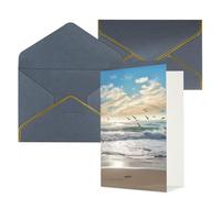 KKLWEGU Onde sulla spiaggia con uccelli marini biglietto di auguri con buste Thinking of You Biglietto di auguri di buon compleanno invito matrimonio biglietti vuoti per tutte le occasioni 4x6