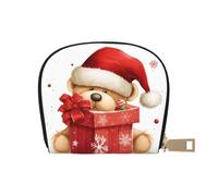KKLWEGU Portafoglio porta carte di credito con cappello di Babbo Natale e buon Natale, portafoglio in pelle con cerniera per donne signore Rfid blocco porta carte piccolo portamonete portafoglio