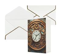 KKLWEGU Rusty Steampunk Clock Biglietto di auguri con buste Thinking of You Biglietto di buon compleanno invito a nozze biglietti vuoti per tutte le occasioni 4x6