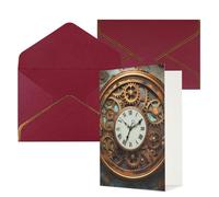 KKLWEGU Rusty Steampunk Clock Biglietto di auguri con buste Thinking of You Biglietto di buon compleanno invito a nozze biglietti vuoti per tutte le occasioni 4x6