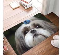 KKLWEGU Shih Tzu - Zerbino in flanella, 40,6 x 61 cm, antiscivolo, morbido, lavabile, assorbente, per interni ed esterni, per cucina, camera da letto, bagno, decorazione elegante