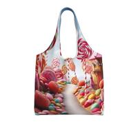 KKLWEGU Sweet Candy Sfondo Grande Tote Bag Per Le Donne, Heavy Duty Pieghevole Shopping Tote Bag Borsa A Tracolla Per Lavoro Spiaggia Viaggi