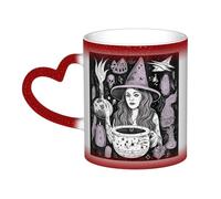 KKLWEGU Tazze da caffè in ceramica da 325 ml, tazza da caffè che cambia colore, tazza da caffè personalizzata, tazza da caffè magica stregoneria, disegno bohémien, tazza da tè per uomini e donne