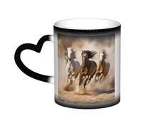 KKLWEGU Tazze da caffè in ceramica da 325 ml, tazza da caffè che cambia colore, tazza da caffè personalizzata, tazza da caffè con tre cavalli in corsa, tazza da tè fresca per uomini e donne, regalo