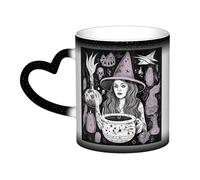 KKLWEGU Tazze da caffè in ceramica da 325 ml, tazza da caffè che cambia colore, tazza da caffè personalizzata, tazza da caffè magica stregoneria, disegno bohémien, tazza da tè per uomini e donne