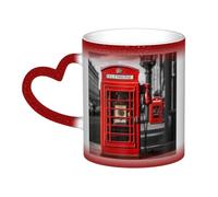 KKLWEGU Tazze da caffè in ceramica da 325 ml, tazza da caffè che cambia colore, tazza da caffè personalizzata novità tazza da caffè Inghilterra Regno Unito retrò Londra telefono tazza da tè tazze da
