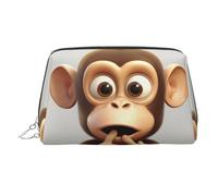 KKLWEGU The Silent Monkey Leather Makeup Bag Impermeabile Cosmetici Bag Organizer Piccolo Make Up Zipper Pouch Portatile Viaggio Toiletry Bag Per Donne Ragazze, Argento, Taglia unica