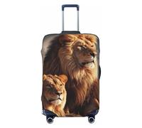 KKLWEGU Two Lions - Copertura per valigia, elasticizzata, lavabile, antigraffio, per valigia, elastica, adatta per 45-81 cm, Nero , L